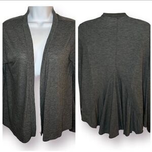Gillian & O’Malley Marled Open Front Cardigan Ruffle Back High Low Hem Grey S